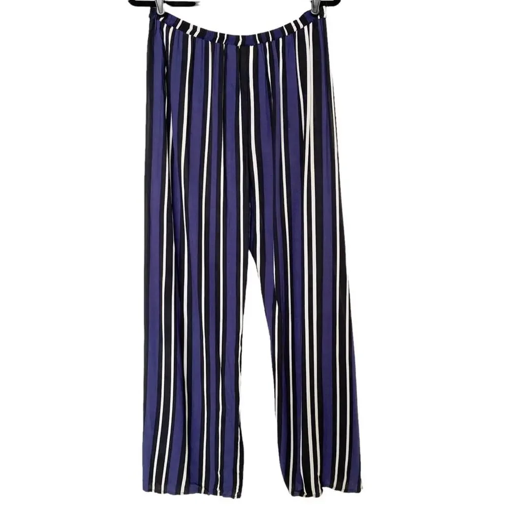 Maeve Striped Open Side Slit Pull On Elastic Waist Pants Size XS